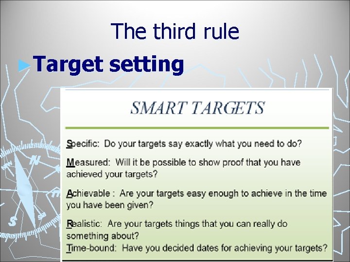 The third rule ►Target setting 