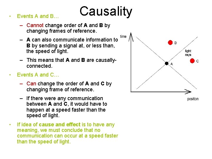  • Events A and B… Causality – Cannot change order of A and