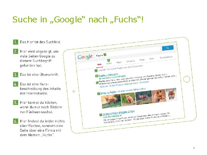 Suche in „Google“ nach „Fuchs“! 8 