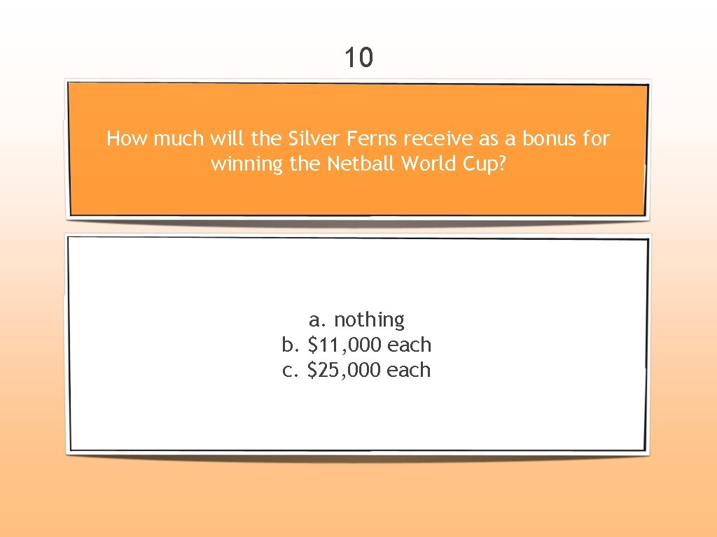 10 How much will the Silver Ferns receive as a bonus for winning the