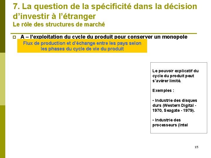 7. La question de la spécificité dans la décision d’investir à l’étranger Le rôle