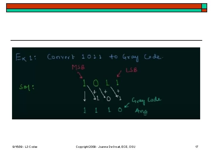 9/15/09 - L 3 Codes Copyright 2009 - Joanne De. Groat, ECE, OSU 17