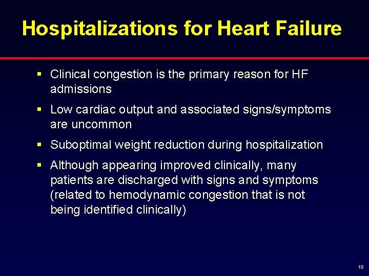 Hospitalizations for Heart Failure § Clinical congestion is the primary reason for HF admissions