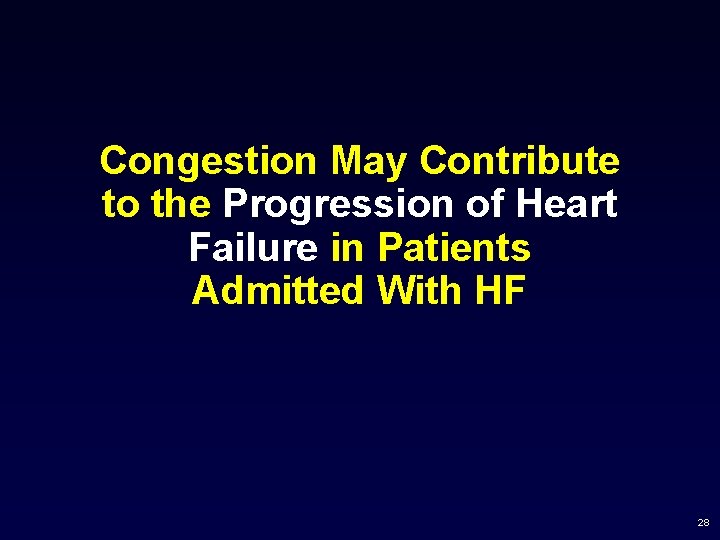 Congestion May Contribute to the Progression of Heart Failure in Patients Admitted With HF