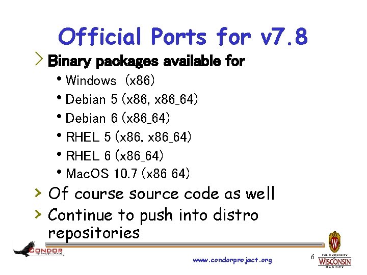 Official Ports for v 7. 8 › Binary packages available for h. Windows (x