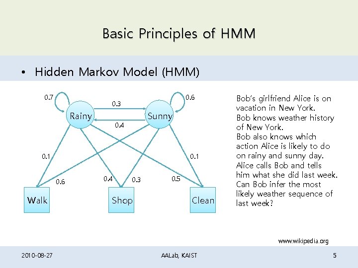 Basic Principles of HMM • Hidden Markov Model (HMM) 0. 7 0. 6 0. Basic Principles of HMM • Hidden Markov Model (HMM) 0. 7 0. 6 0.