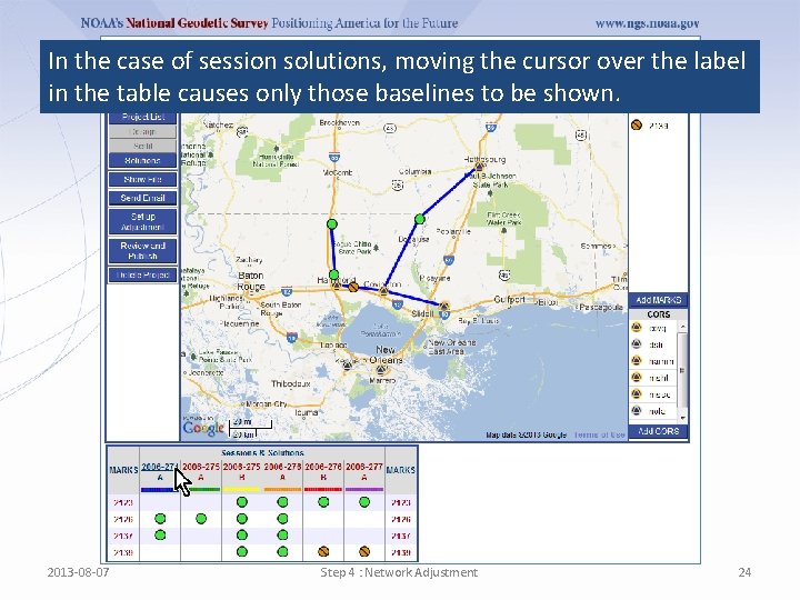 In the case of session solutions, moving the cursor over the label in the