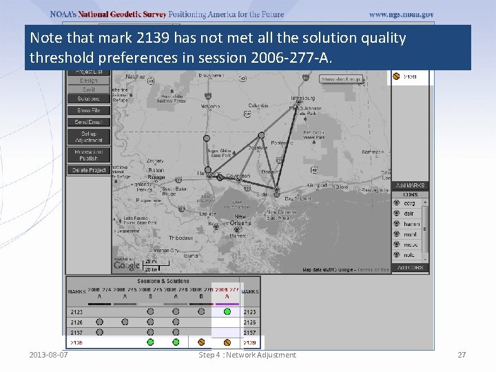 Note that mark 2139 has not met all the solution quality threshold preferences in