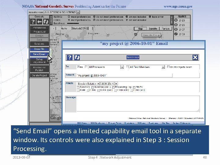 “Send Email” opens a limited capability email tool in a separate window. Its controls