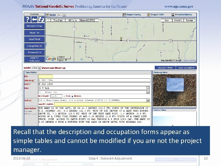 Recall that the description and occupation forms appear as simple tables and cannot be