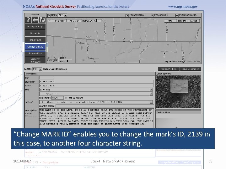 “Change MARK ID” enables you to change the mark’s ID, 2139 in this case,