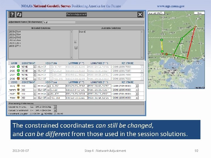 The constrained coordinates can still be changed, and can be different from those used