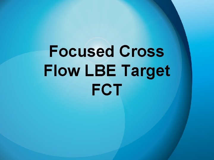 Focused Cross Flow LBE Target FCT 