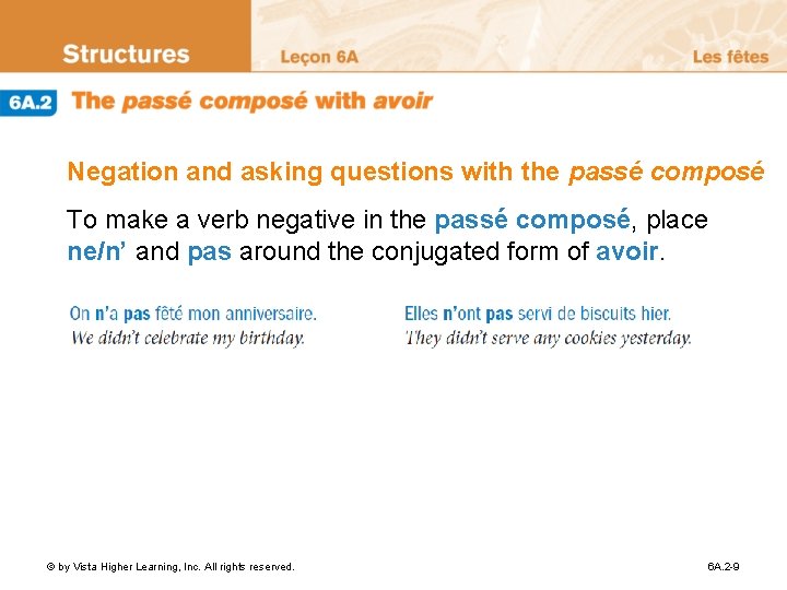 Negation and asking questions with the passé composé To make a verb negative in