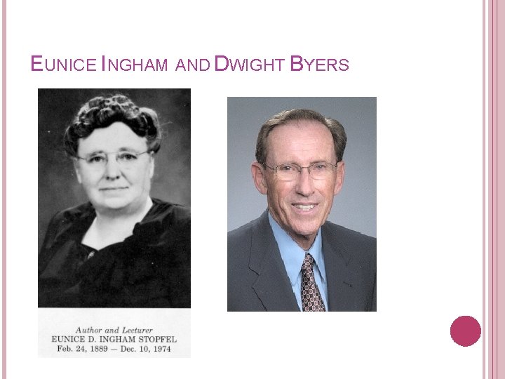 EUNICE INGHAM AND DWIGHT BYERS 