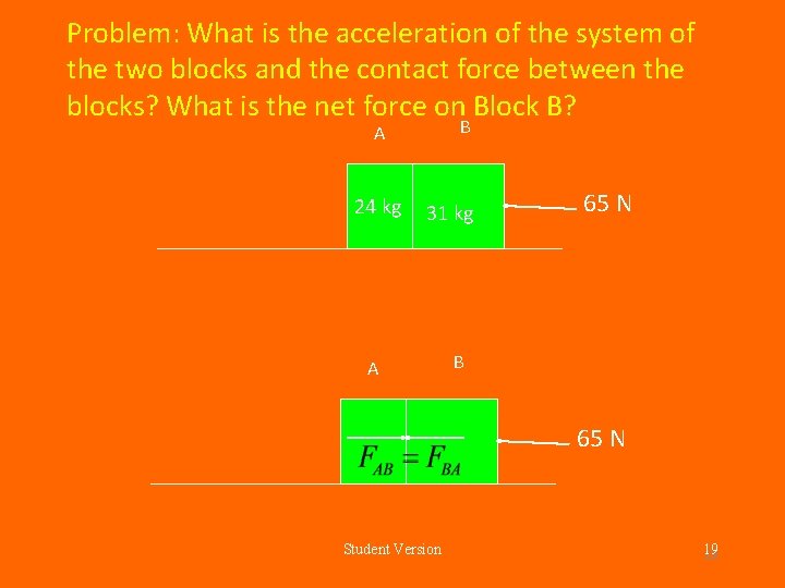 Problem: What is the acceleration of the system of the two blocks and the Problem: What is the acceleration of the system of the two blocks and the