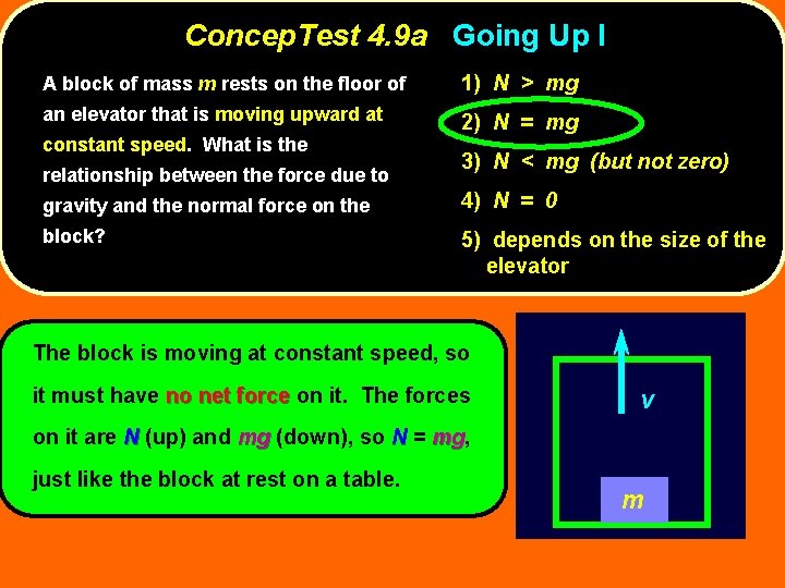 Concep. Test 4. 9 a Going Up I A block of mass m rests Concep. Test 4. 9 a Going Up I A block of mass m rests