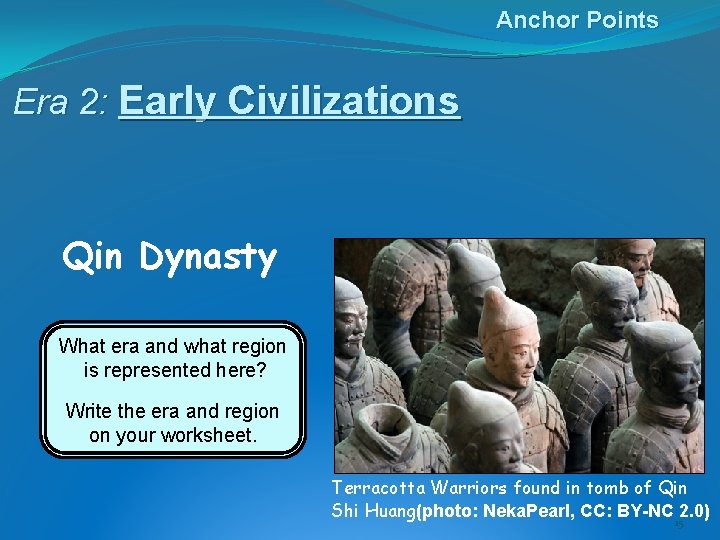 Anchor Points Era 2: Early Civilizations Qin Dynasty What era and what region is