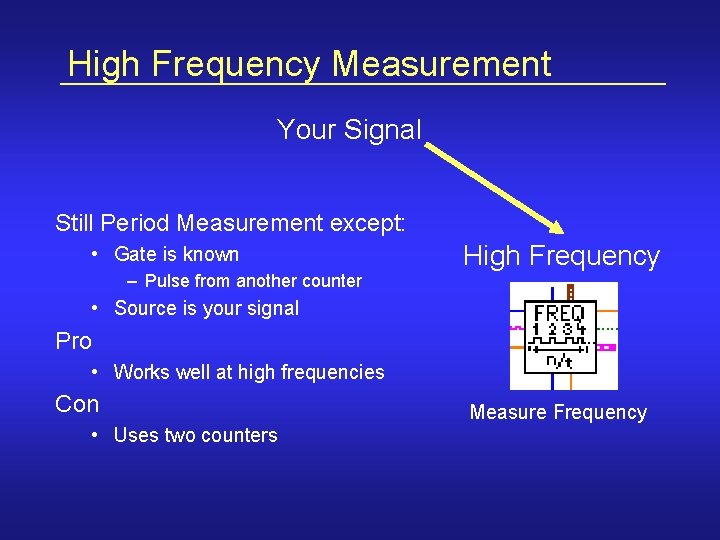 High Frequency Measurement Your Signal Still Period Measurement except: • Gate is known –