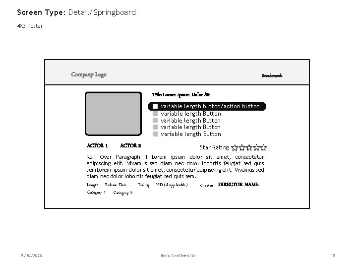 Screen Type: Detail/Springboard 4 X 3 Poster Company Logo Breadcrumb Title Lorem Ipsum Dolor