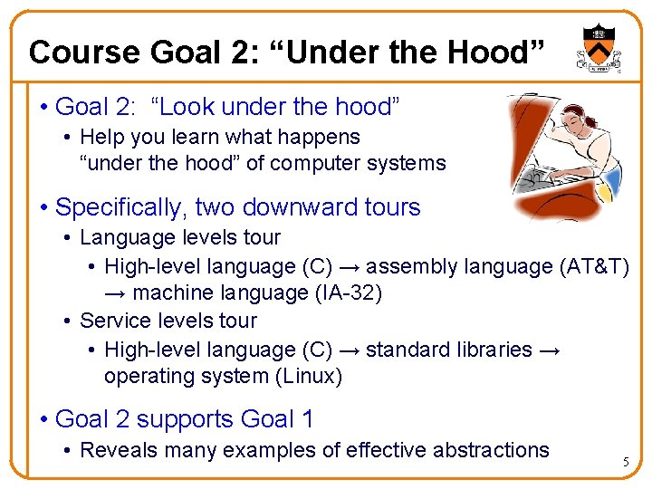 Course Goal 2: “Under the Hood” • Goal 2: “Look under the hood” •