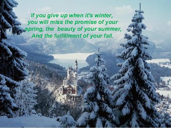 If you give up when it's winter, you will miss the promise of your