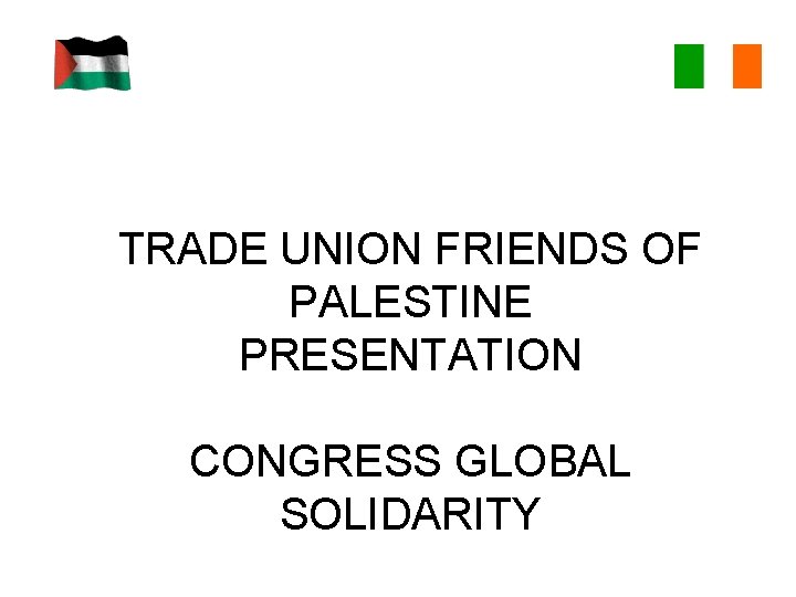 TRADE UNION FRIENDS OF PALESTINE PRESENTATION CONGRESS GLOBAL SOLIDARITY 