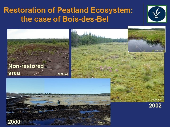 Restoration of Peatland Ecosystem: the case of Bois-des-Bel GRET 2002 Non-restored area GRET 2006