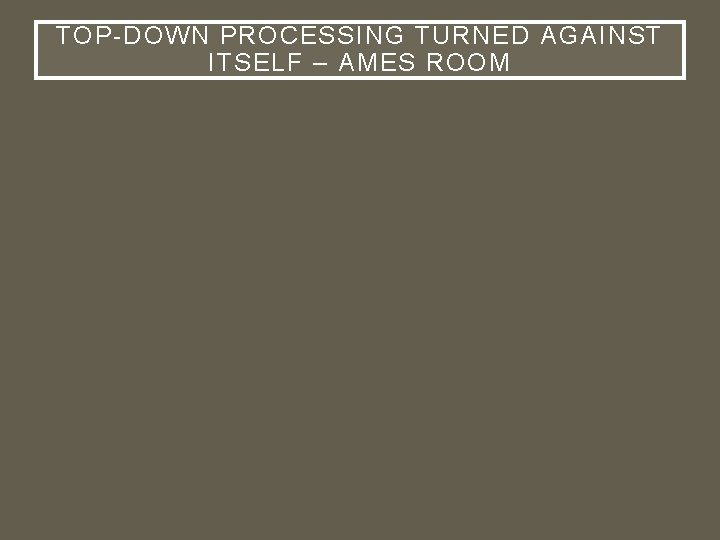 TOP-DOWN PROCESSING TURNED AGAINST ITSELF – AMES ROOM 