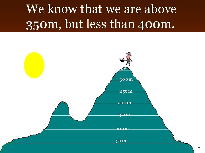 We know that we are above 350 m, but less than 400 m. 350
