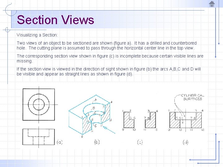 Section Views Visualizing a Section: Two views of an object to be sectioned are