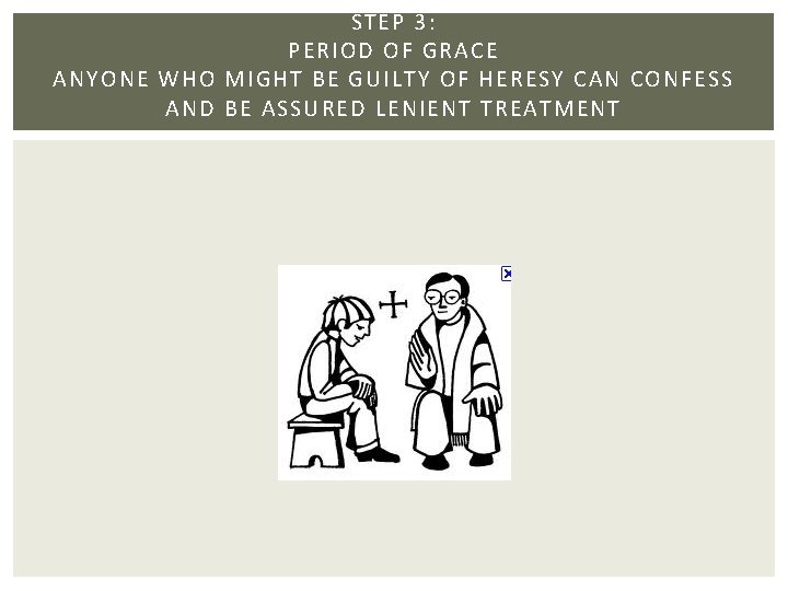 STEP 3: PERIOD OF GRACE ANYONE WHO MIGHT BE GUILTY OF HERESY CAN CONFESS STEP 3: PERIOD OF GRACE ANYONE WHO MIGHT BE GUILTY OF HERESY CAN CONFESS