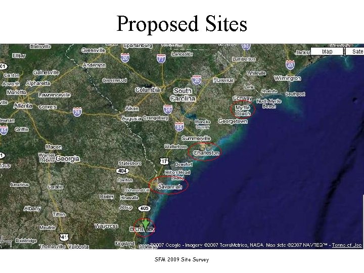 Proposed Sites SFM 2009 Site Survey 