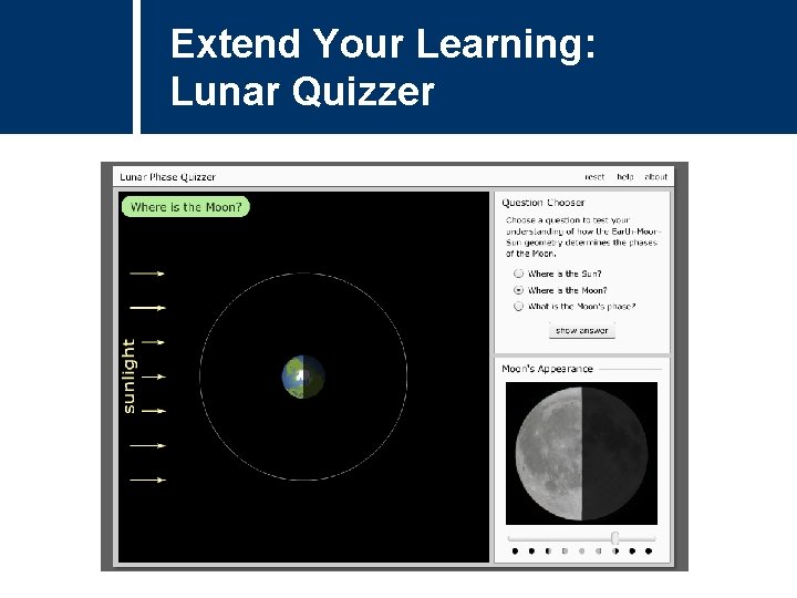 Extend Your Learning: Comments Lunar Quizzer Extend Your Learning: Comments Lunar Quizzer
