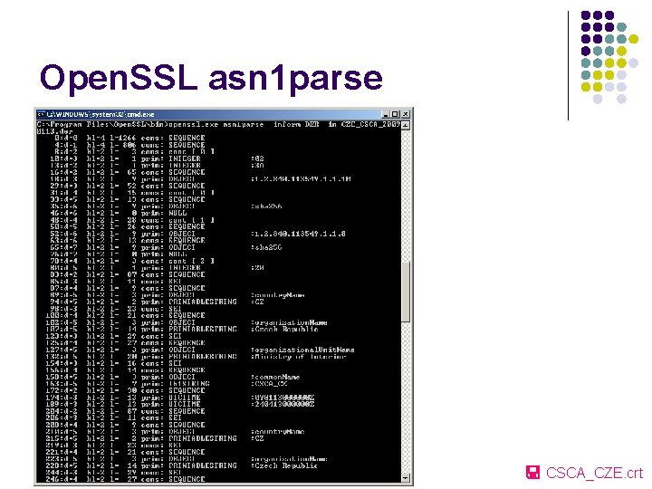 Open. SSL asn 1 parse CSCA_CZE. crt 