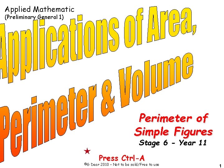Applied Mathematic (Preliminary General 1) Perimeter of Simple Figures Stage 6 - Year 11
