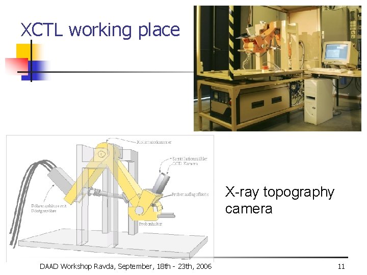 XCTL working place X-ray topography camera DAAD Workshop Ravda, September, 18 th - 23