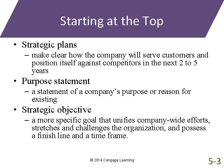 Starting at the Top • Strategic plans – make clear how the company will