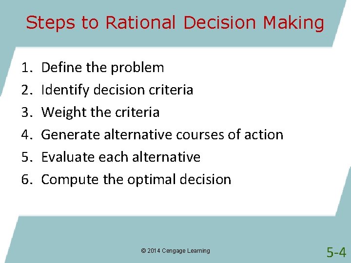 Steps to Rational Decision Making 1. 2. 3. 4. 5. 6. Define the problem