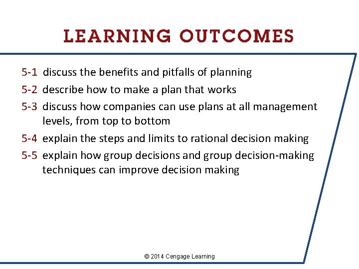 5 -1 discuss the benefits and pitfalls of planning 5 -2 describe how to