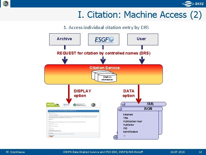 I. Citation: Machine Access (2) 1. Access individual citation entry by DRS User Archive