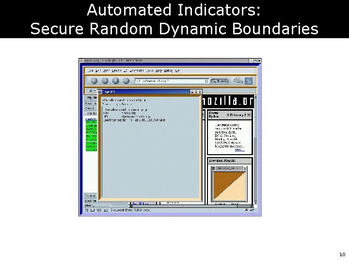 Automated Indicators: Secure Random Dynamic Boundaries 10 