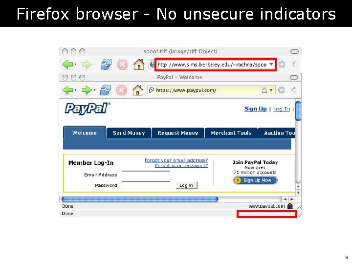 Firefox browser - No unsecure indicators 8 