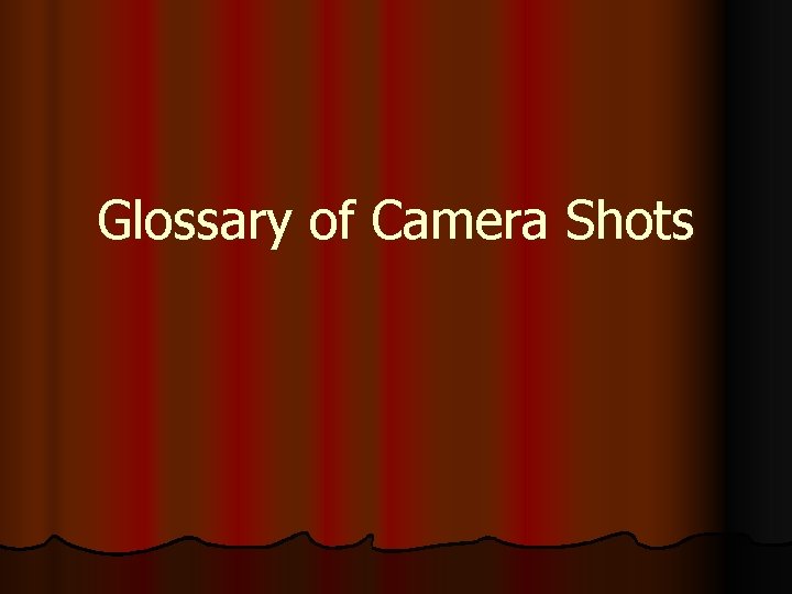 Glossary of Camera Shots 