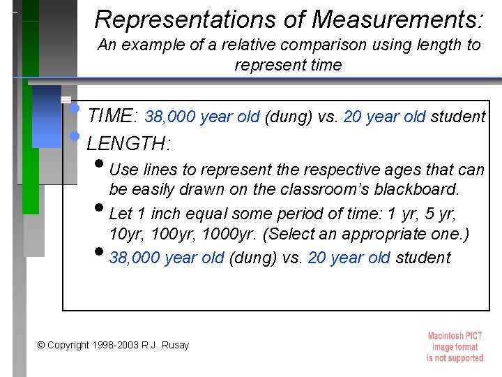 Representations of Measurements: An example of a relative comparison using length to represent time