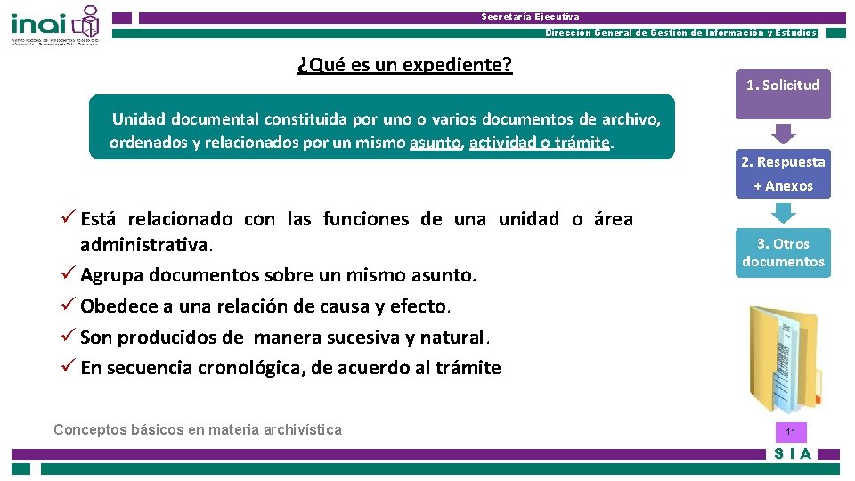 Secretaría Ejecutiva Dirección General de Gestión de Información y Estudios ¿Qué es un expediente?