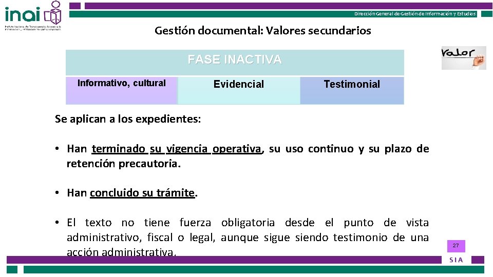 Instituto Nacional de Transparencia, Acceso a la Información Dirección General de Gestión de Información