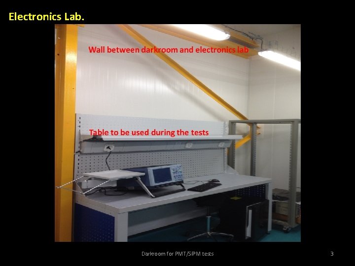 Electronics Lab. Darkroom for PMT/Si. PM tests 3 