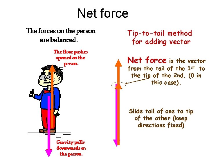 Net force Tip-to-tail method for adding vector Net force is the vector from the