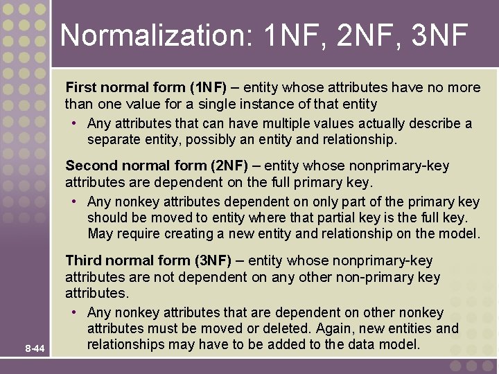 Normalization: 1 NF, 2 NF, 3 NF First normal form (1 NF) – entity